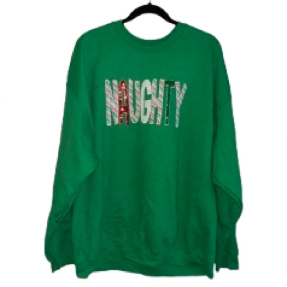 Gildan Other - Gildan Green Holiday 'NAUGHTY' Crewneck - Size 2XSweatshirt